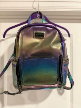 Madden Girl Iridescent Holographic Mini Backpack with Matching Coin Pouch
